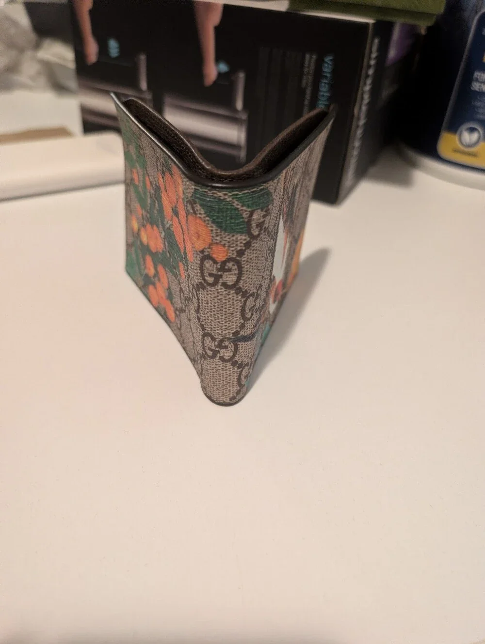 Gucci GG Canvas Bi-Fold Wallet with Multicolor Bird Print